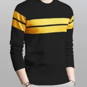 Men Striped Round Neck Cotton Blend Mixed Color T-Shirt