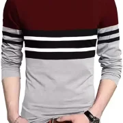 Men Striped Round Neck Cotton Blend Multi Color T-Shirt