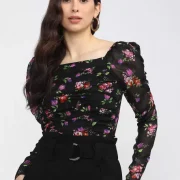 Casual Regular Sleeves Printed Women Black Top