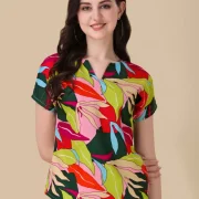 Casual Regular Sleeves Printed Women Multicolor Top