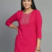 Casual Regular Sleeves Embroidered Women Pink Top