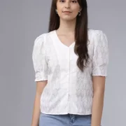 Casual Regular Sleeves Solid Women White Top