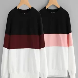 Pack of 2 Women Colorblock Round Neck Cotton Blend Multicolor T-Shirt