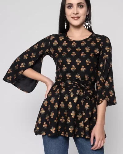 Casual Petal Sleeves Solid Women Multicolor Top