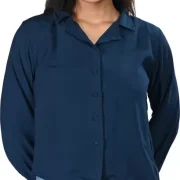 Women Regular Fit Solid Curved Collar Casual Multicolor Shirt