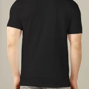 Men Typography Round Neck Cotton Blend Black T-Shirt