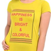 Women Printed Round Neck Cotton Blend Multi-Color T-Shirt