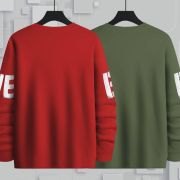 Pack of 2 Men Printed Round Neck Cotton Blend Red, Extra Color T-Shirt