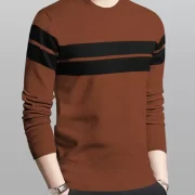 Men Striped Round Neck Cotton Blend Mixed Color T-Shirt