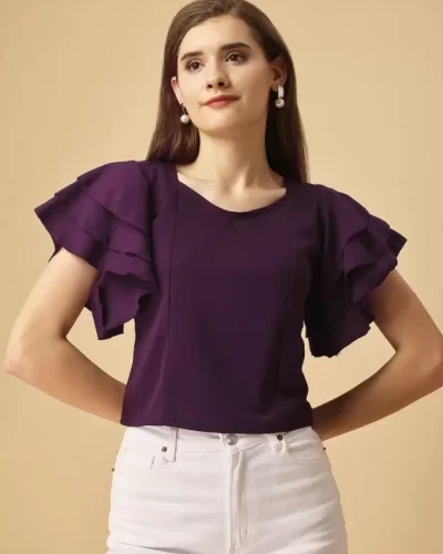 Casual Layered Solid Women Multi-Color Top