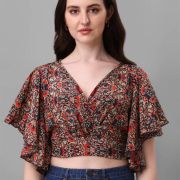 Casual Flared Sleeves Printed Women Multicolor Top