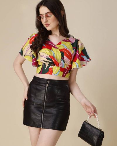 Casual Flared Sleeves Printed Women Multicolor Top