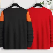 Pack of 2 Men Printed Round Neck Cotton Blend Multi-Color T-Shirt