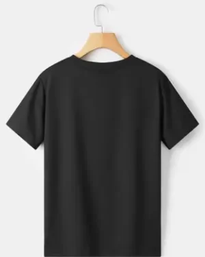 Women Printed Round Neck Cotton Blend Black T-Shirt