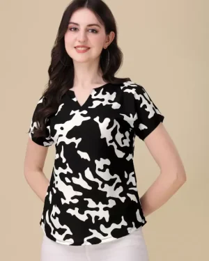 Casual Regular Sleeves Printed Women Mixed Color Top