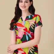 Casual Regular Sleeves Printed Women Multicolor Top