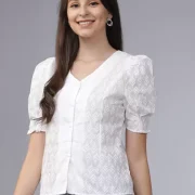 Casual Regular Sleeves Solid Women White Top