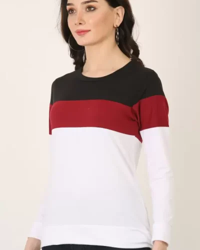 Pack of 2 Women Colorblock Round Neck Cotton Blend Multicolor T-Shirt