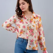 Casual Regular Sleeves Floral Print Women White Top