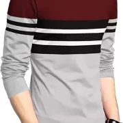 Men Striped Round Neck Cotton Blend Multi Color T-Shirt