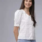 Casual Regular Sleeves Solid Women White Top