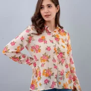 Casual Regular Sleeves Floral Print Women White Top