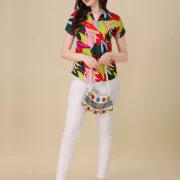 Casual Regular Sleeves Printed Women Multicolor Top