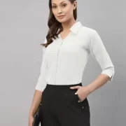 Women  Regular Fit Solid Spread Collar Casual Shirt