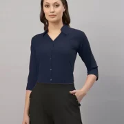 Women  Regular Fit Solid Spread Collar Casual Shirt