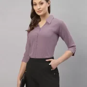 Women  Regular Fit Solid Spread Collar Casual Shirt