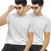 Pack of 2 Men Solid Round Neck Cotton Blend T-Shirt