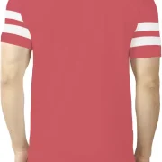 Men Striped Round Neck Cotton Blend Pink, White T-Shirt