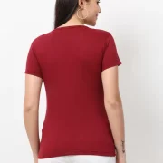 Women Solid V Neck Pure Cotton T-Shirt