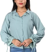 Women Regular Fit Solid Curved Collar Casual Multicolor Shirt