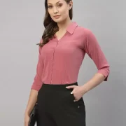 Women  Regular Fit Solid Spread Collar Casual Shirt