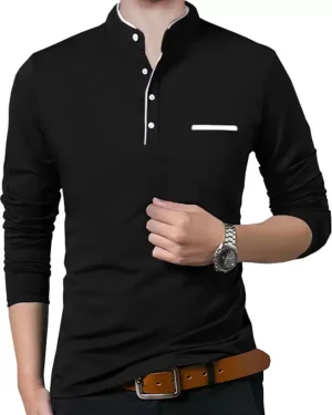 Men Solid Polo Neck Cotton With  Blend T-Shirt