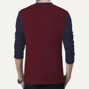 Men Solid Polo Neck Cotton Blend Dark Blue, Maroon T-Shirt