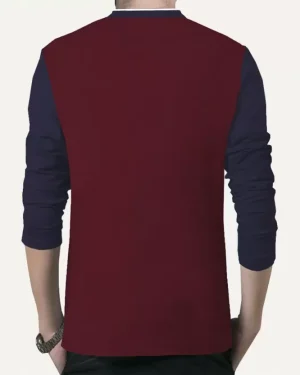 Men Solid Polo Neck Cotton Blend Dark Blue, Maroon T-Shirt