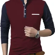 Men Solid Polo Neck Cotton Blend Dark Blue, Maroon T-Shirt