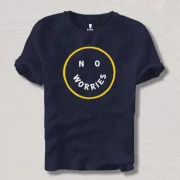 Men Typography Round Neck Cotton Blend  Navy Blue T-Shirt