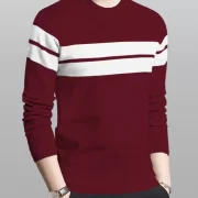 Men Striped Round Neck Cotton Blend Mixed Color T-Shirt