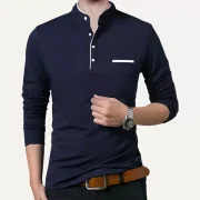 Men Solid Polo Neck Cotton Blend T-Shirt