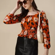 Casual Regular Sleeves Printed Women Multicolor Top