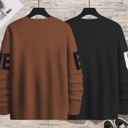 Pack of 2 Men Printed Round Neck Cotton Blend Brown, Black T-Shirt