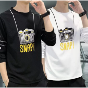 Pack of 2 Men Printed Round Neck Cotton Blend Yellow, Black T-Shirt