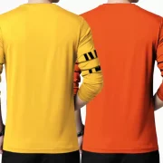 Pack of 2 Men Printed Round Neck Cotton Blend Orange, Yellow T-Shirt