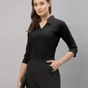 Women  Regular Fit Solid Spread Collar Casual Shirt