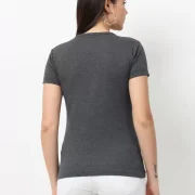 Women Solid V Neck Pure Cotton T-Shirt