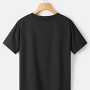 Women Printed Round Neck Cotton Blend Black T-Shirt