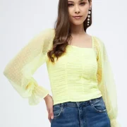 Casual Bell Sleeves Printed Women Multi-Color Top